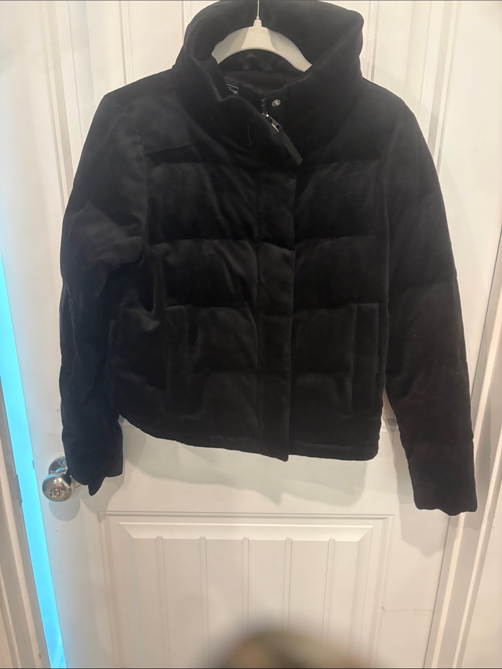Abercrombie & Fitch Black Quilted Velvet Puffer Jacket
